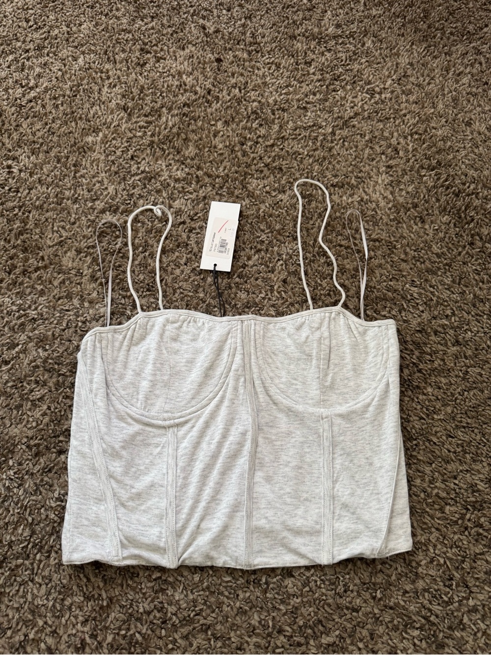 Light Gray Bustier Tank Top with Slim Straps